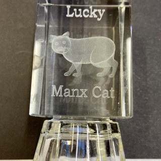 Manx cat Glass Block