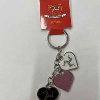 3 heart keyring