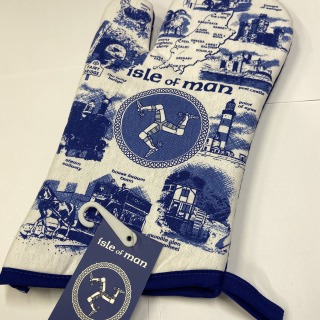 Oven Mitt. Blue & White design