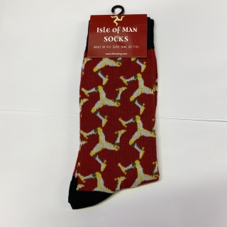 IOM 3 leg design socks red