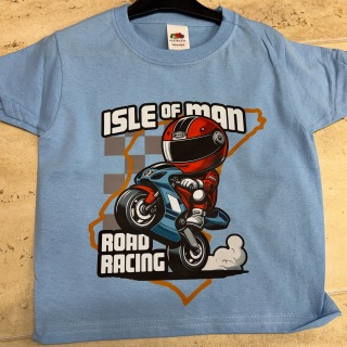 childs sky blue bike tshirt